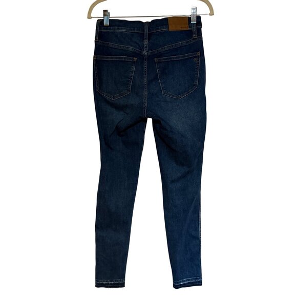 Madewell Womens 10" High-Rise Skinny Jeans Size 26 Dark Wash Distressed Denim Bu - Picture 2 of 15